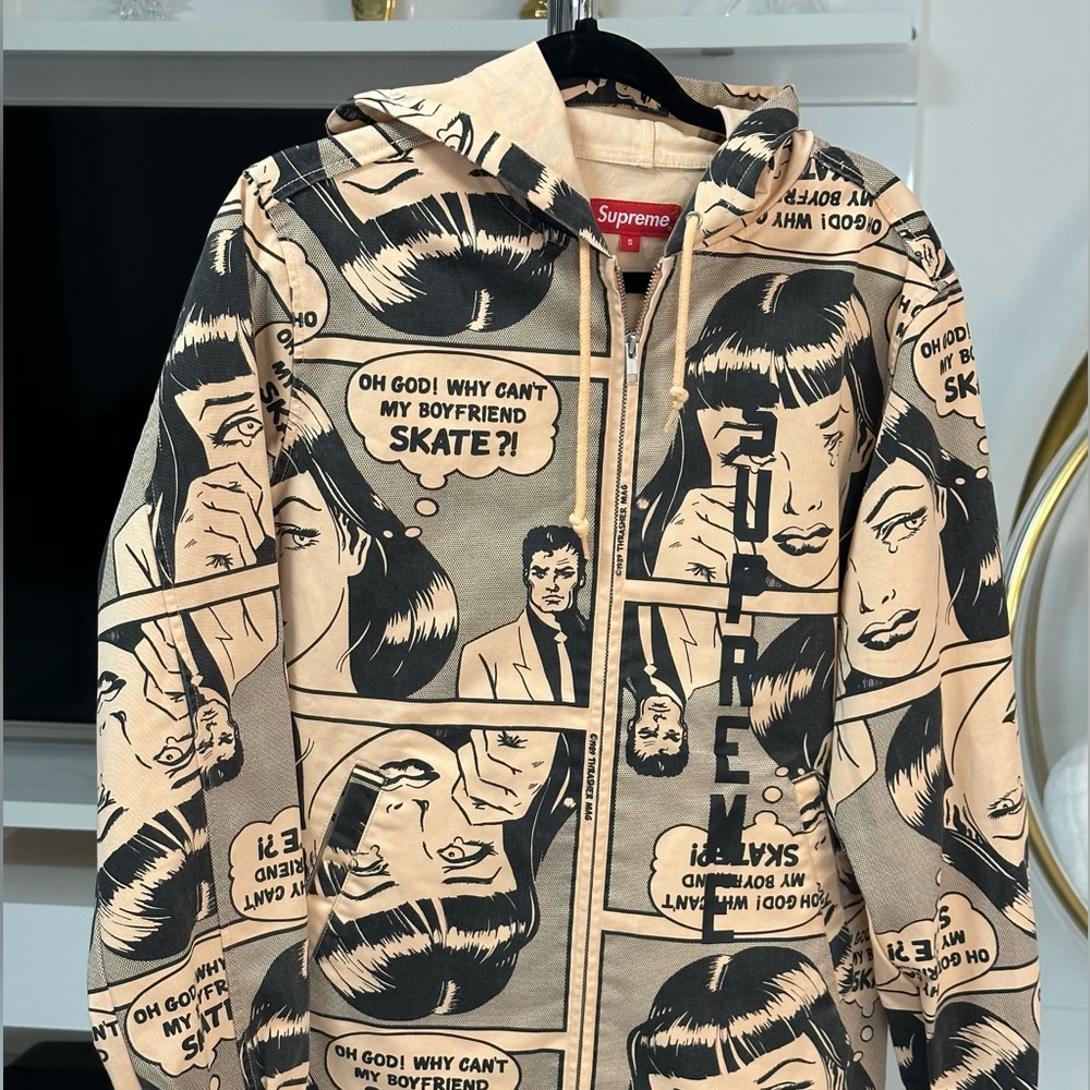 Supreme SS17 Thrasher Boyfriend Hooded Zip Up Jacket Large Orange Authentic